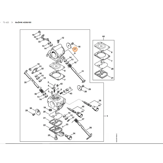 STIHL Przysłona głównej przepustnicy 4180 121 3301